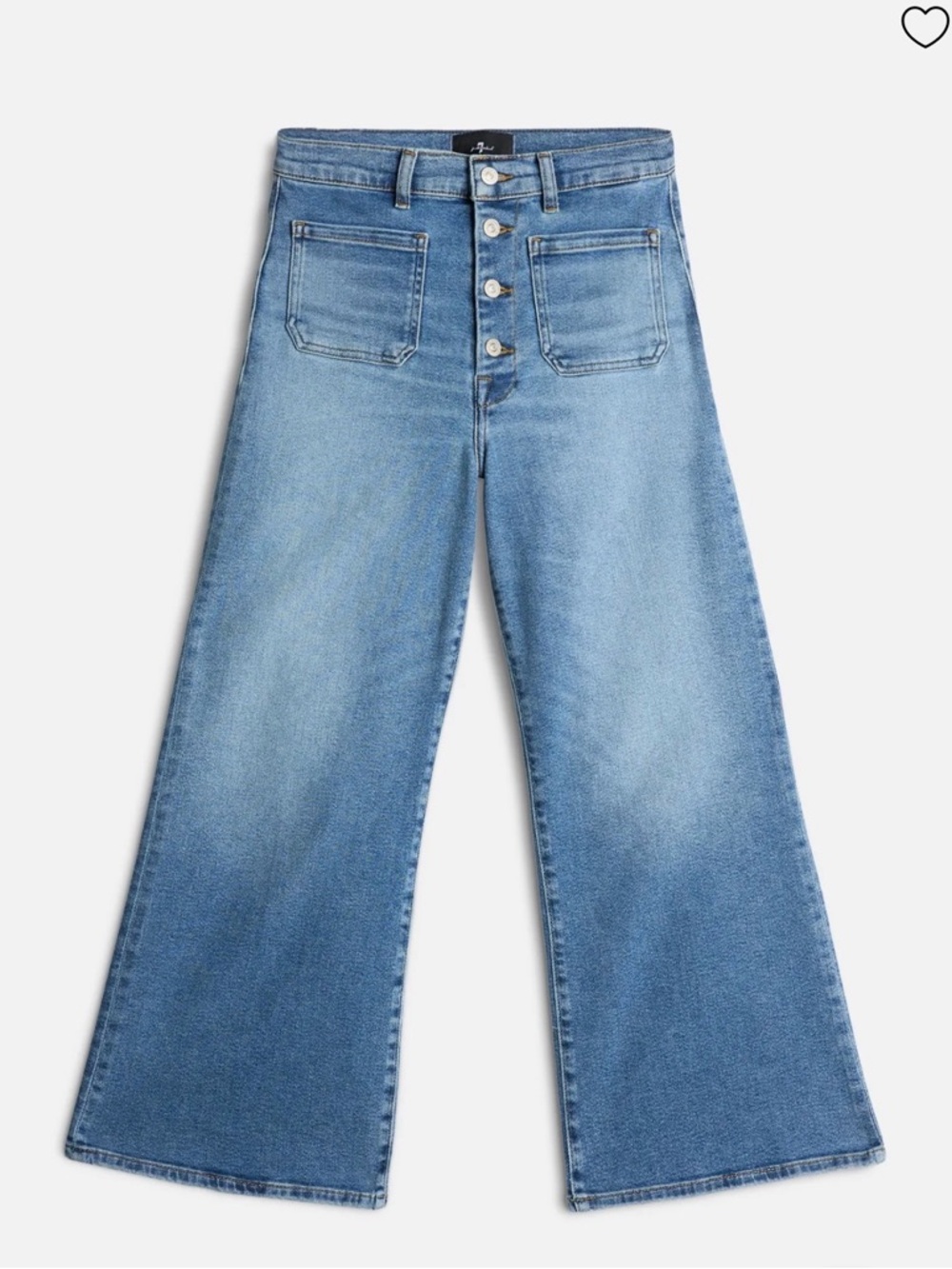 NWT 7 For All Mankind High-Rise Wide-Leg Jeans - Cropped sz27